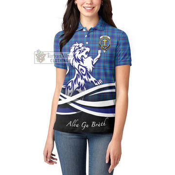 Mercer Tartan Women's Polo Shirt with Alba Gu Brath Regal Lion Emblem