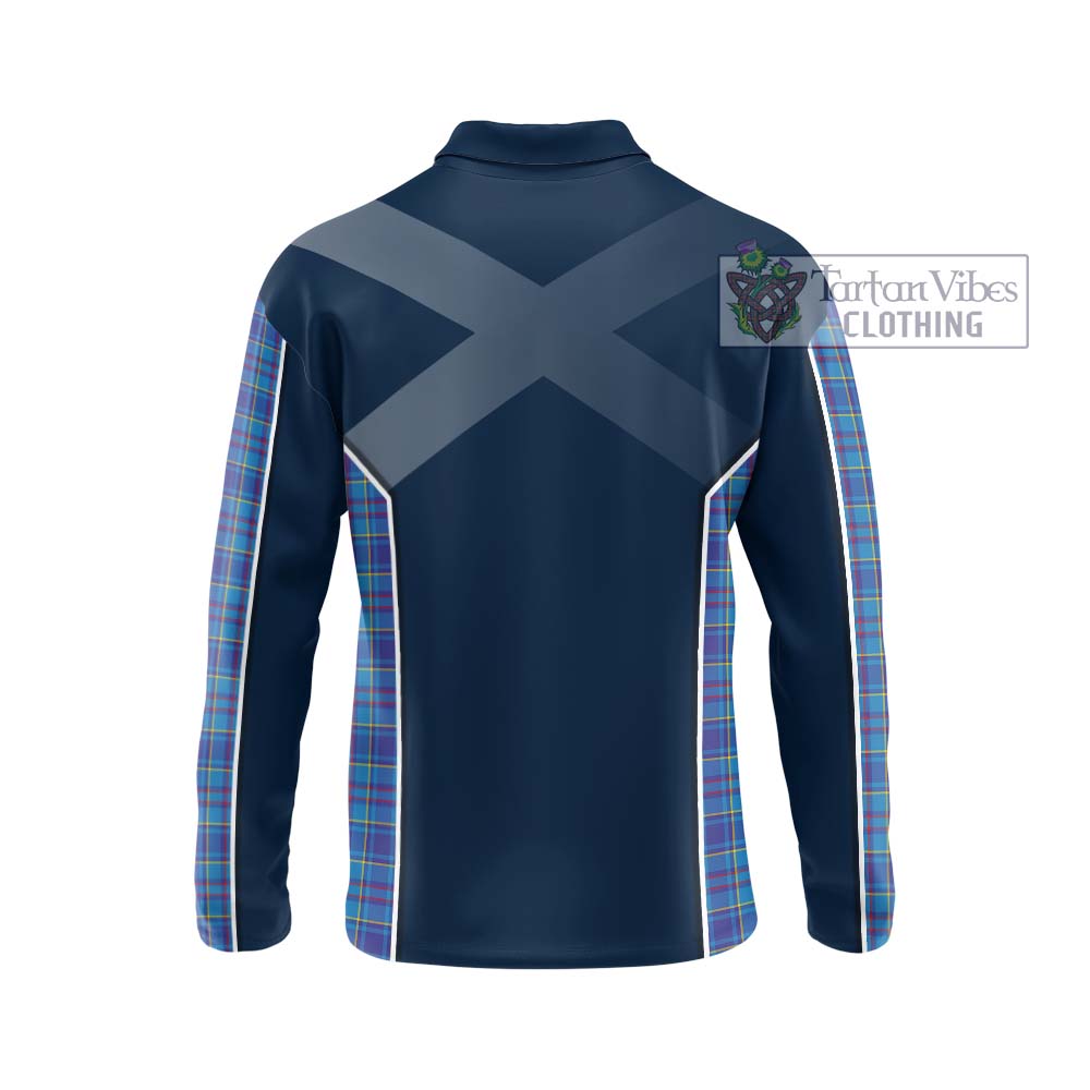 Mercer Tartan Long Sleeve Polo Shirt with Family Crest and Lion Rampant Vibes Sport Style - Tartan Vibes Clothing