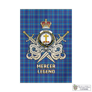 Mercer Tartan Garden Flag with Clan Crest and the Golden Sword of Courageous Legacy - Tartan Vibes Clothing