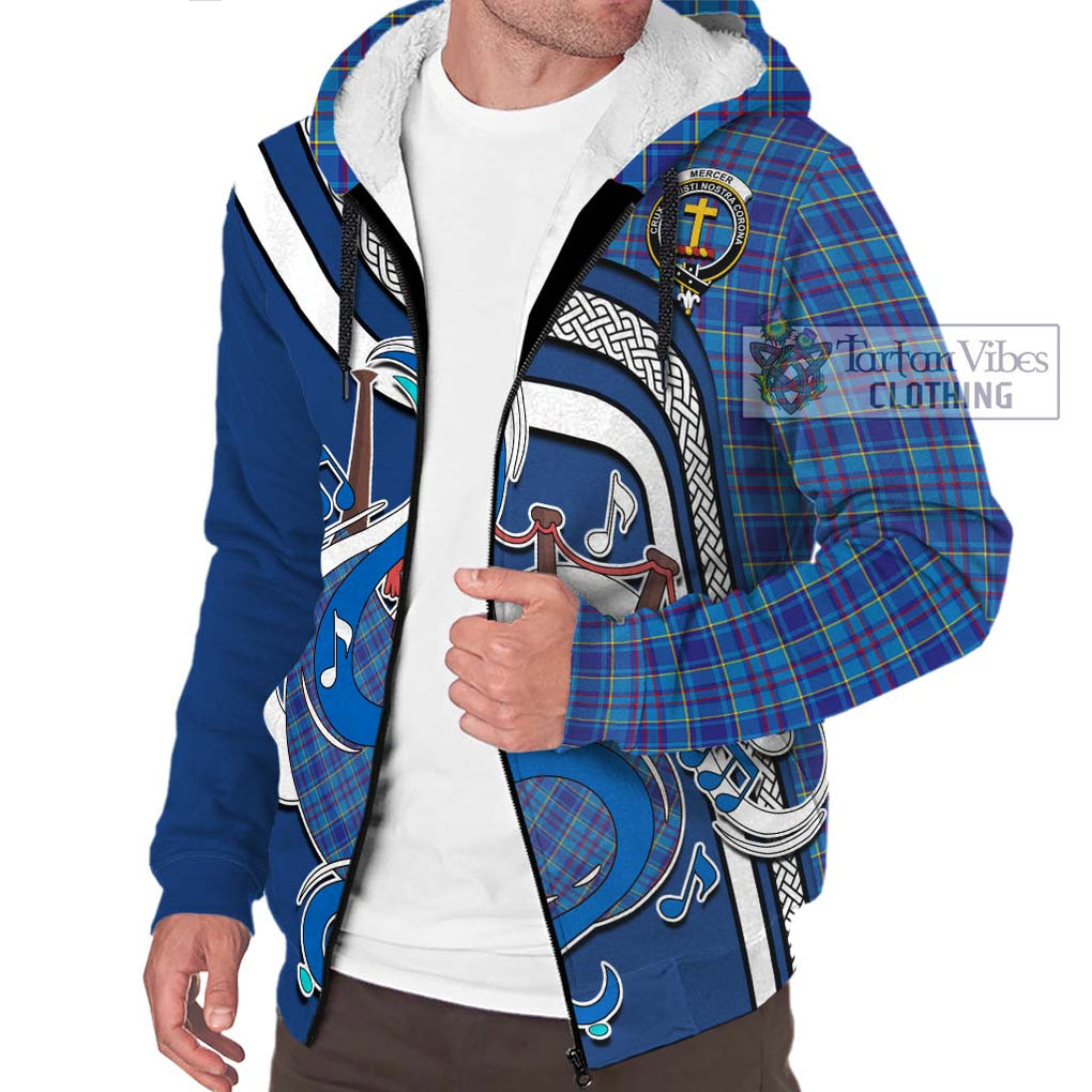 Mercer Tartan Sherpa Hoodie with Epic Bagpipe Style Unisex - Tartanvibesclothing Shop