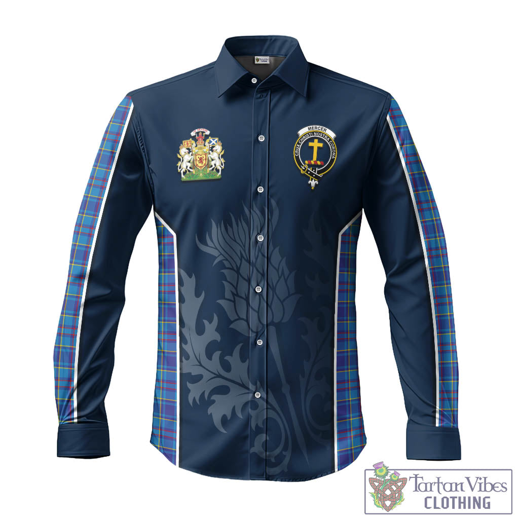 Tartan Vibes Clothing Mercer Modern Tartan Long Sleeve Button Up Shirt with Family Crest and Scottish Thistle Vibes Sport Style