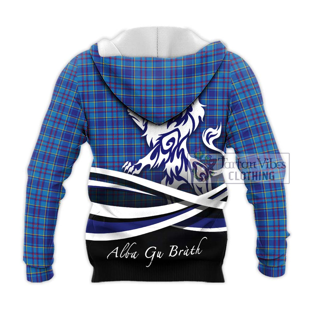 Mercer Tartan Knitted Hoodie with Alba Gu Brath Regal Lion Emblem - Tartanvibesclothing Shop