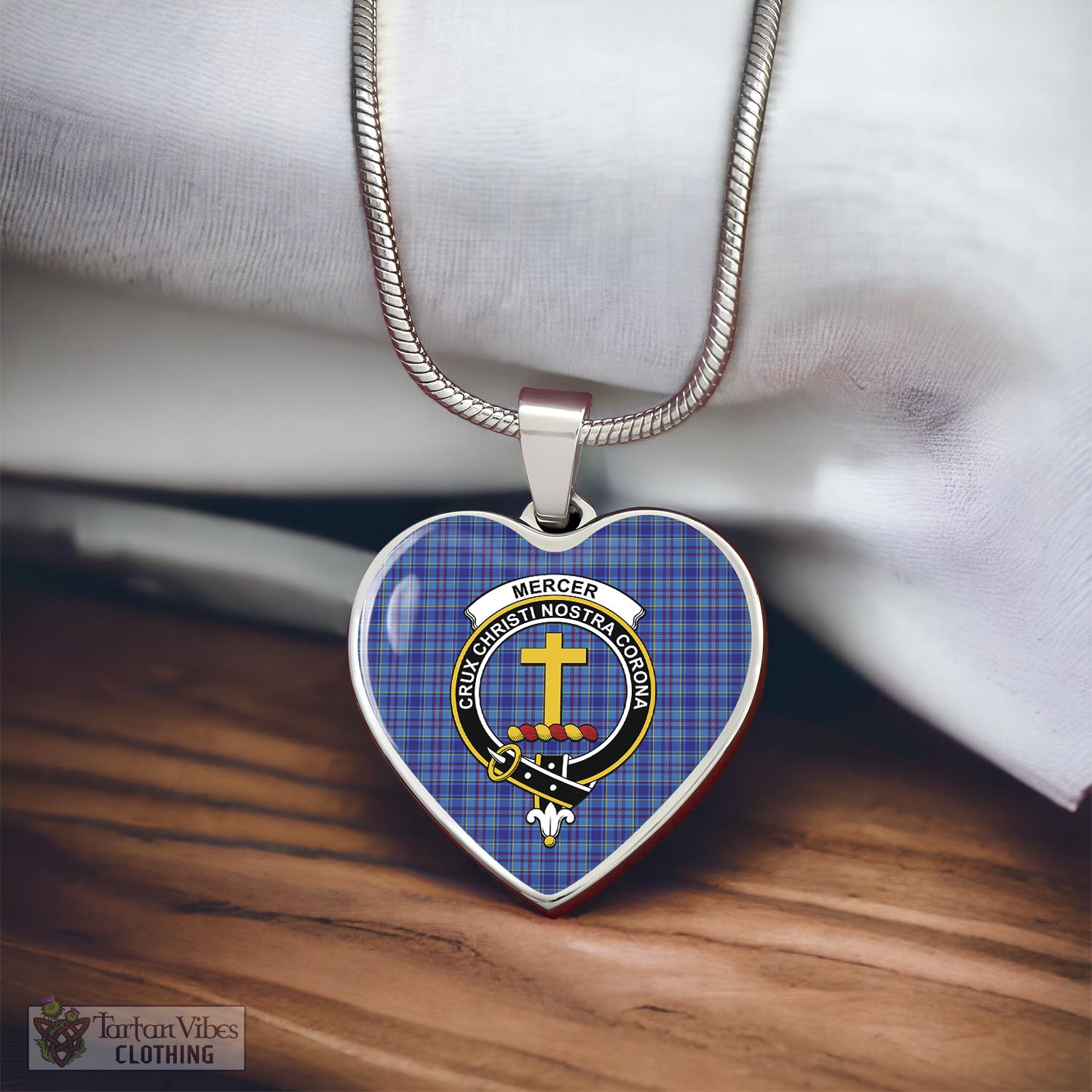 Tartan Vibes Clothing Mercer Modern Tartan Heart Necklace with Family Crest