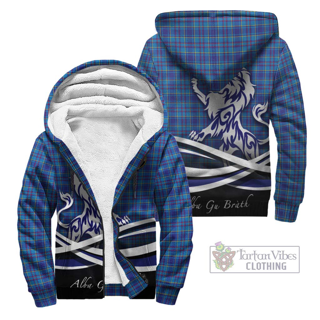 Mercer Tartan Sherpa Hoodie with Alba Gu Brath Regal Lion Emblem Unisex - Tartanvibesclothing Shop