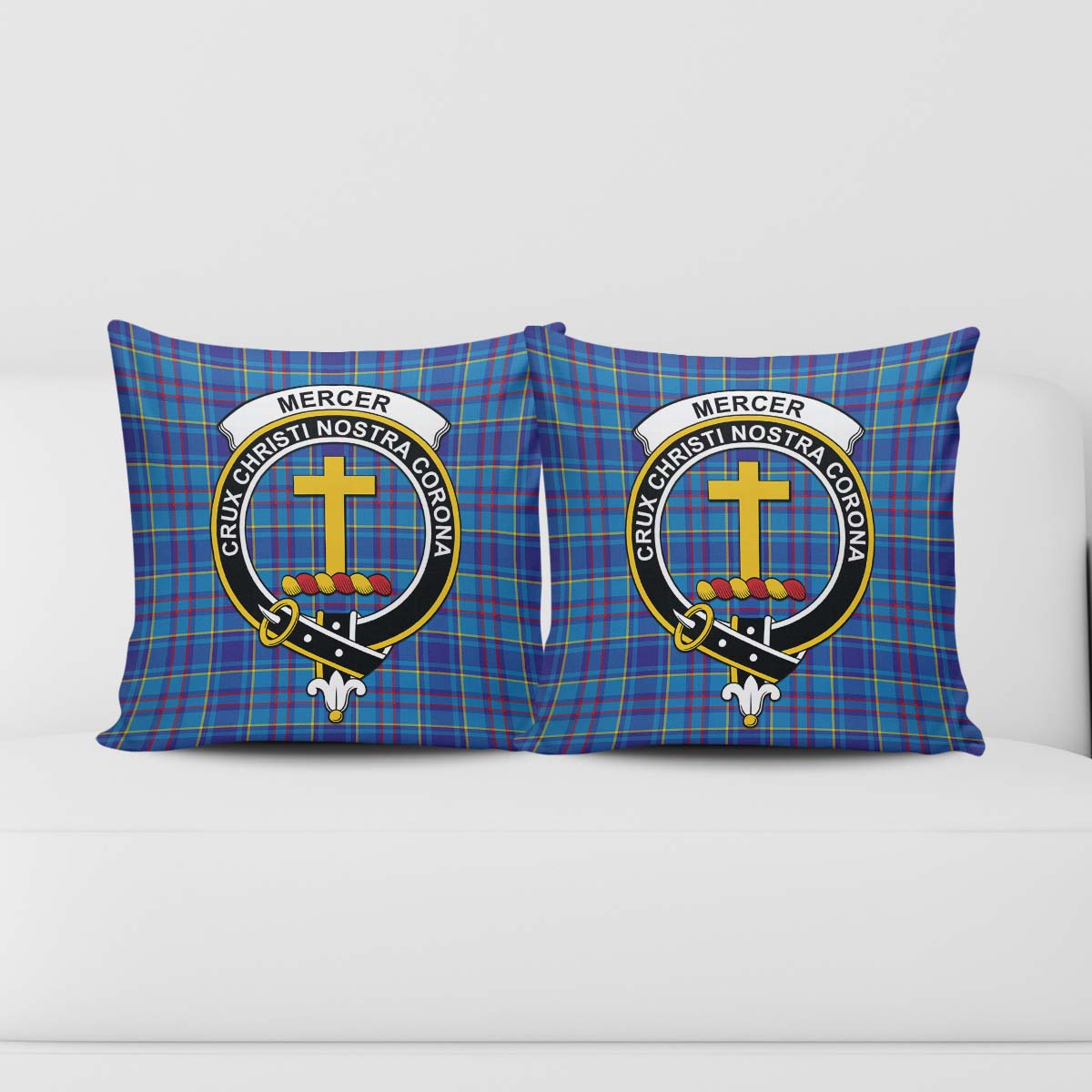 Mercer Modern Tartan Pillow Cover with Family Crest - Tartanvibesclothing