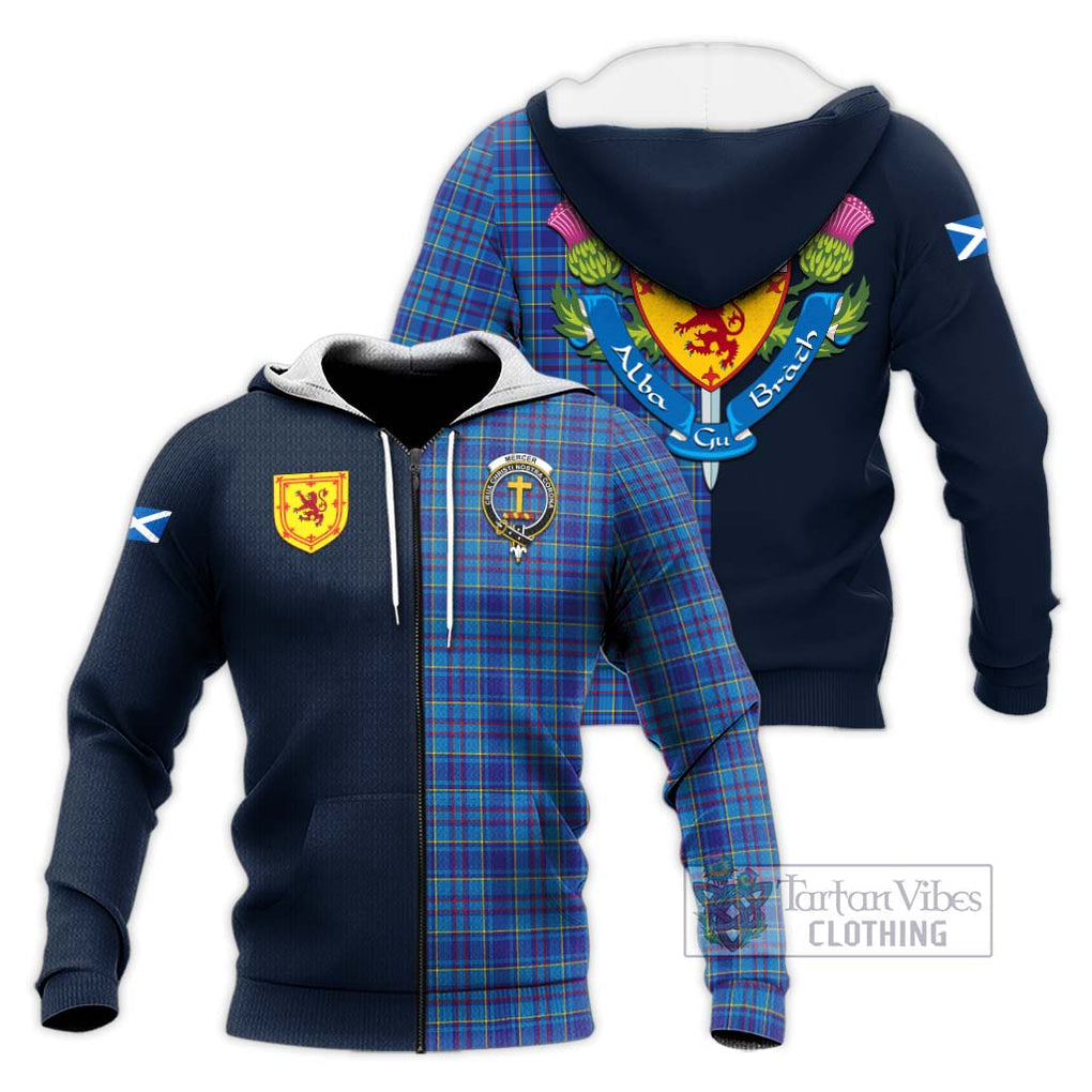 Tartan Vibes Clothing Mercer Modern Tartan Knitted Hoodie with Scottish Lion Royal Arm Half Style