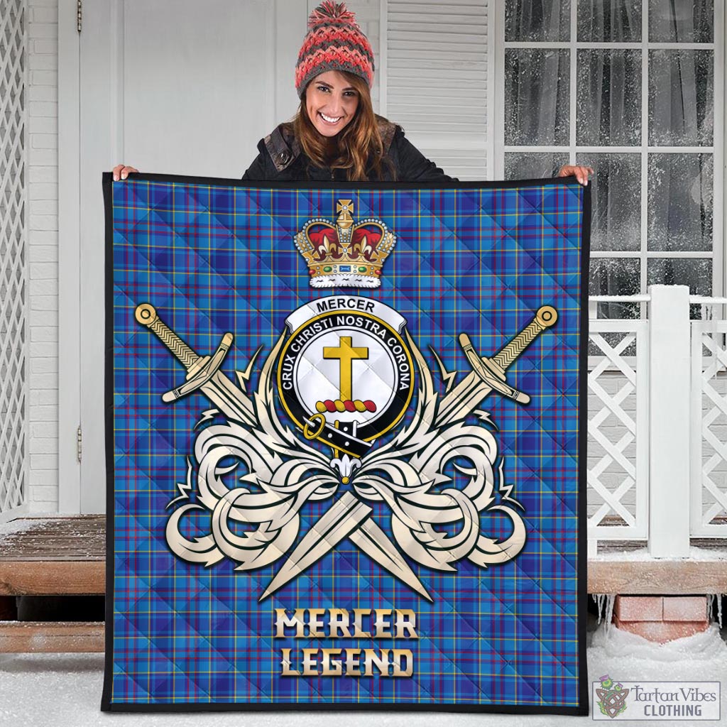 Tartan Vibes Clothing Mercer Modern Tartan Quilt with Clan Crest and the Golden Sword of Courageous Legacy