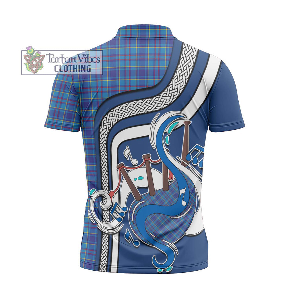 Mercer Tartan Zipper Polo Shirt with Epic Bagpipe Style - Tartanvibesclothing Shop