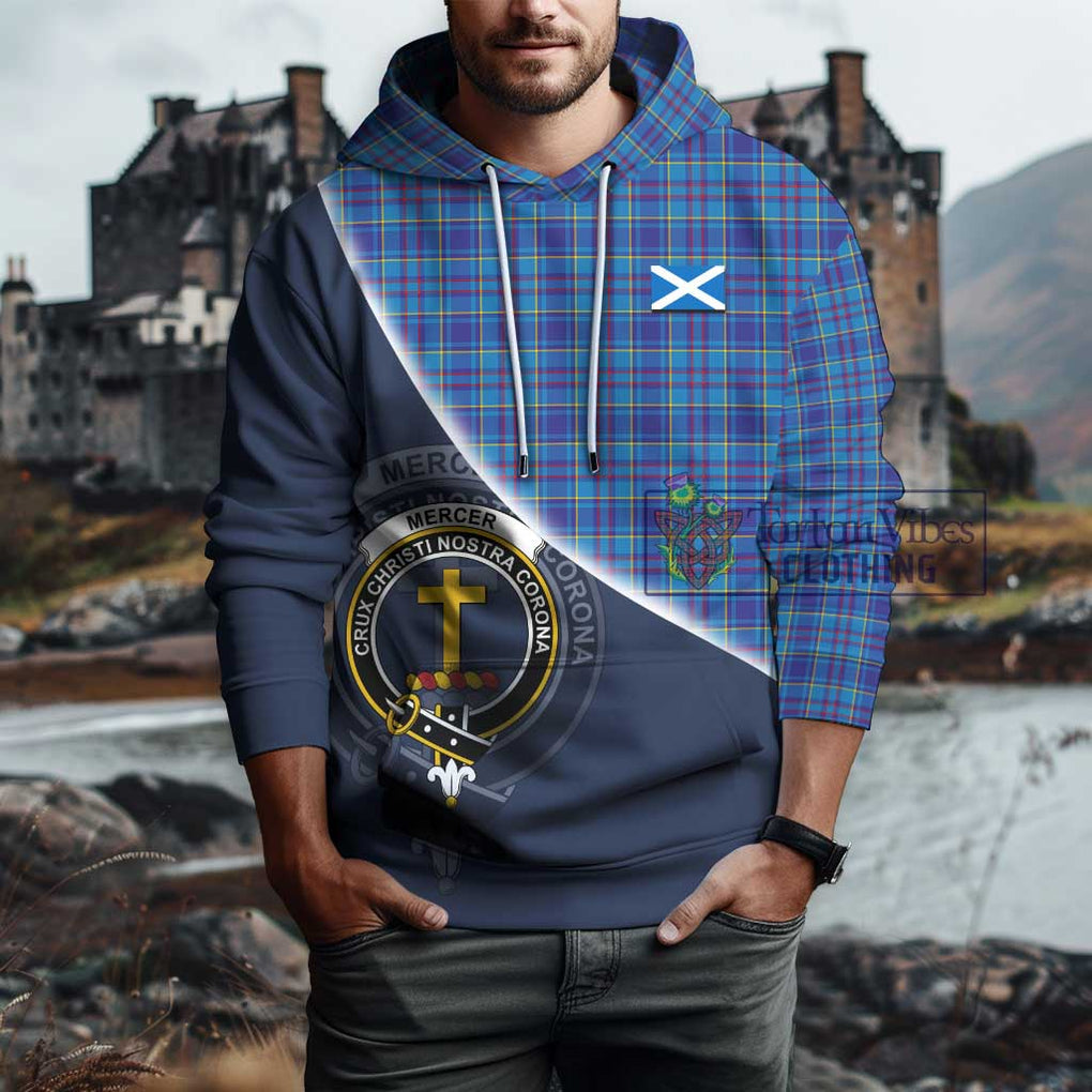 Mercer Tartan Hoodie with Personalised National Flag and Family Crest Half Style - Tartanvibesclothing Shop