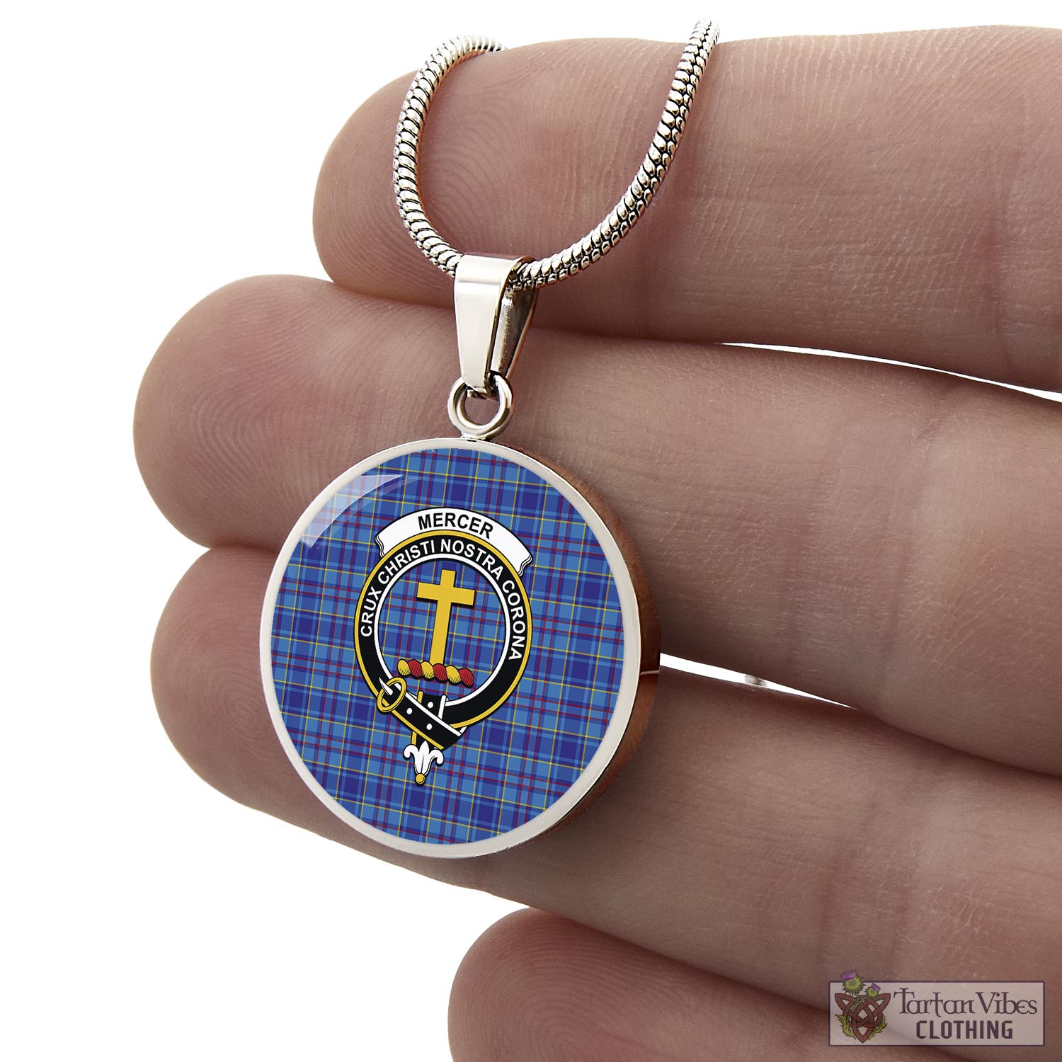 Tartan Vibes Clothing Mercer Modern Tartan Circle Necklace with Family Crest