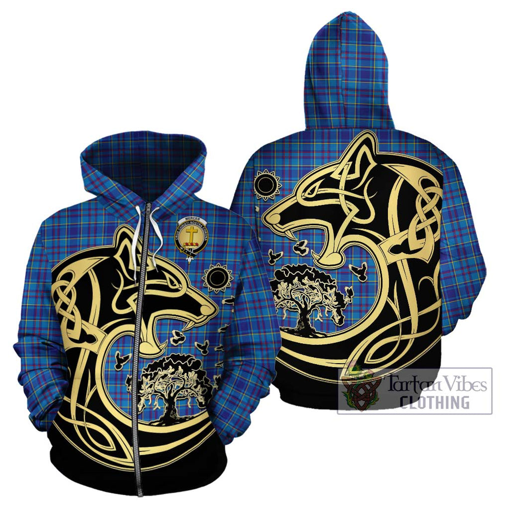 Mercer Tartan Hoodie with Family Crest Celtic Wolf Style - Tartan Vibes Clothing