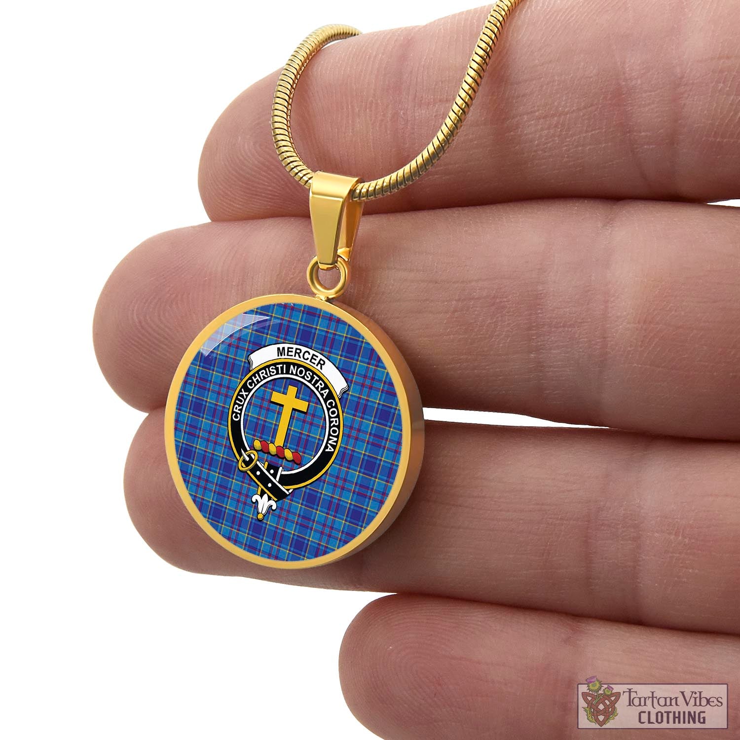 Tartan Vibes Clothing Mercer Modern Tartan Circle Necklace with Family Crest