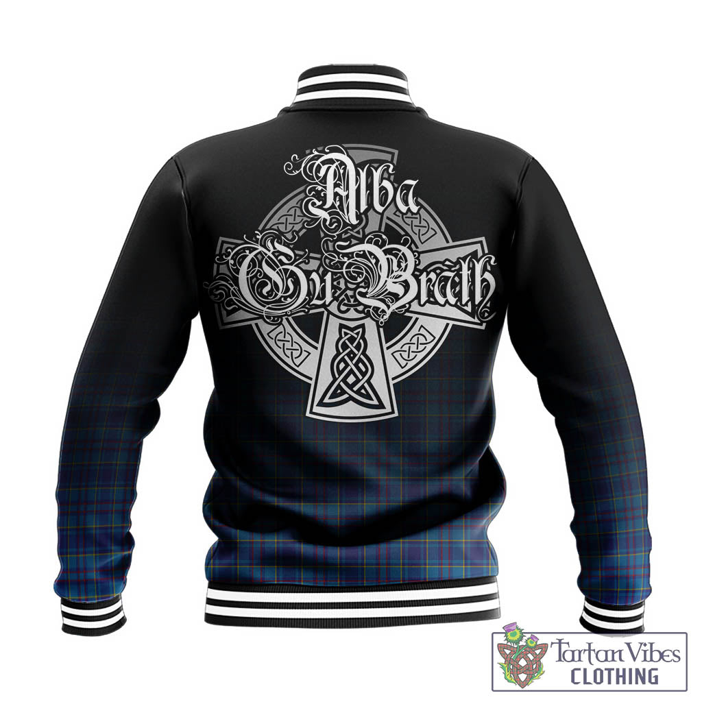 Tartan Vibes Clothing Mercer Modern Tartan Baseball Jacket Featuring Alba Gu Brath Family Crest Celtic Inspired