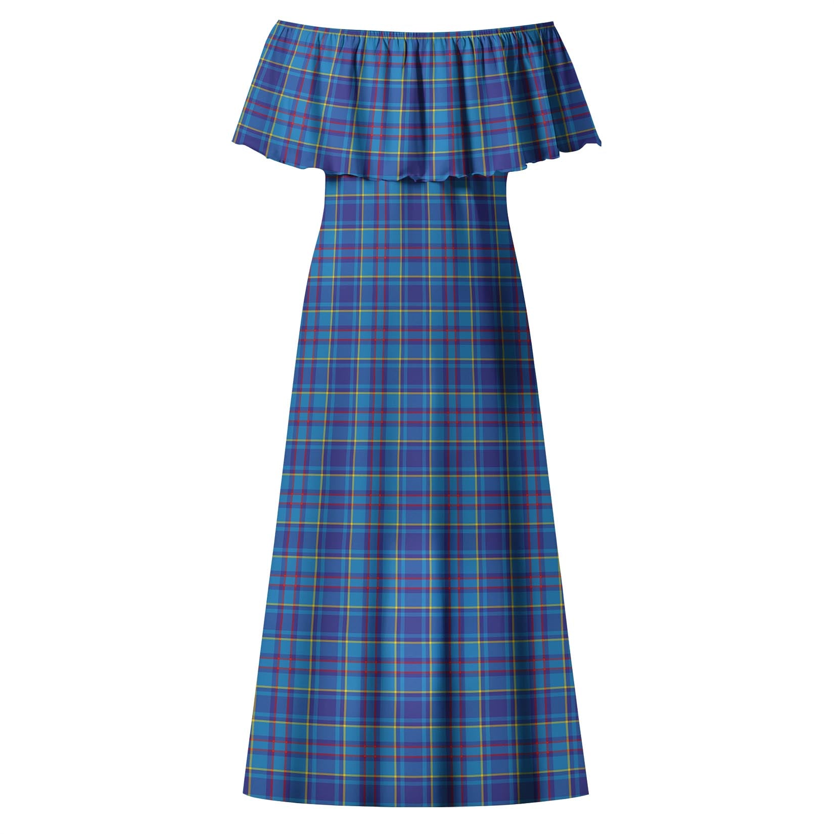 Mercer Modern Tartan Off Shoulder Long Dress - Tartanvibesclothing