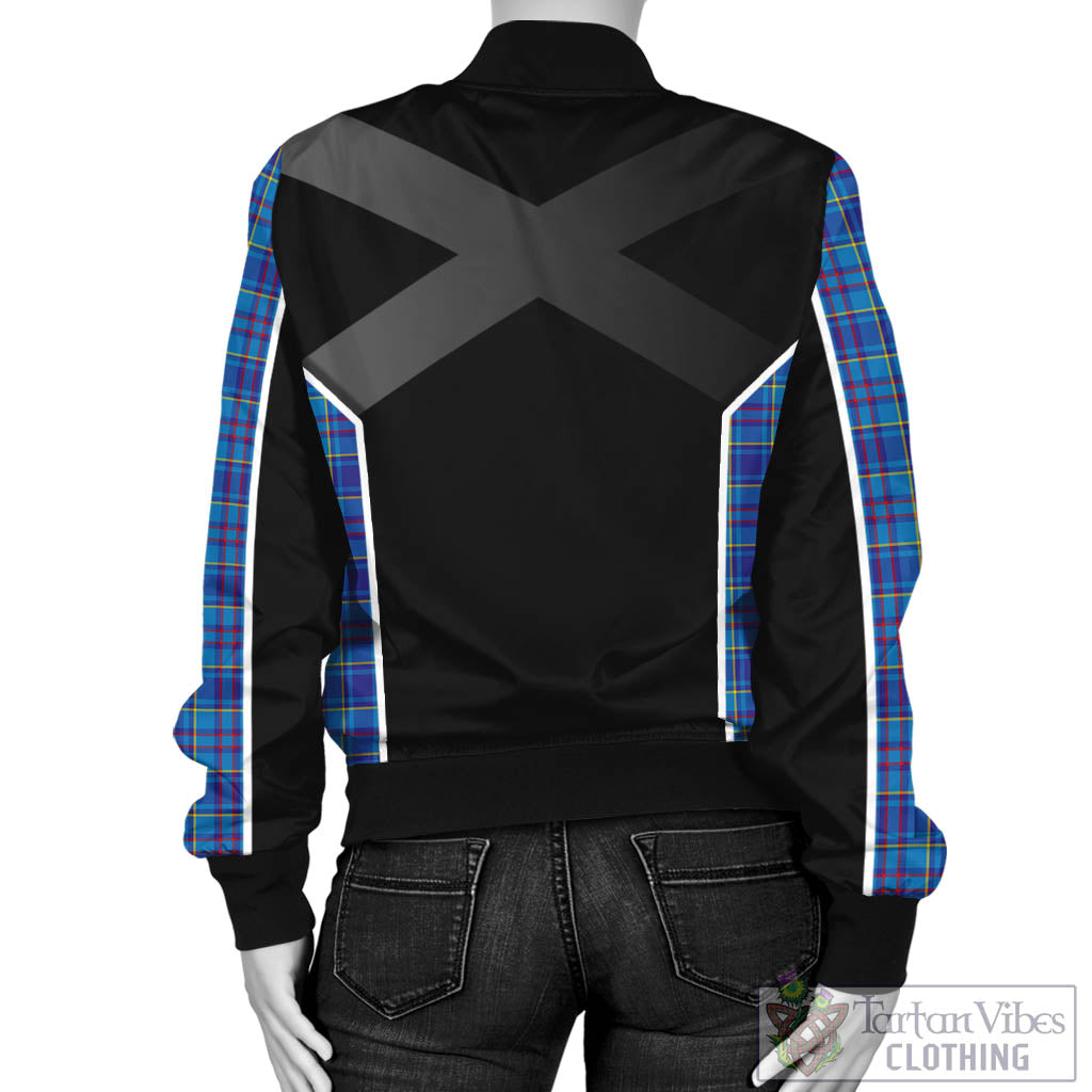 Tartan Vibes Clothing Mercer Modern Tartan Bomber Jacket with Family Crest and Scottish Thistle Vibes Sport Style