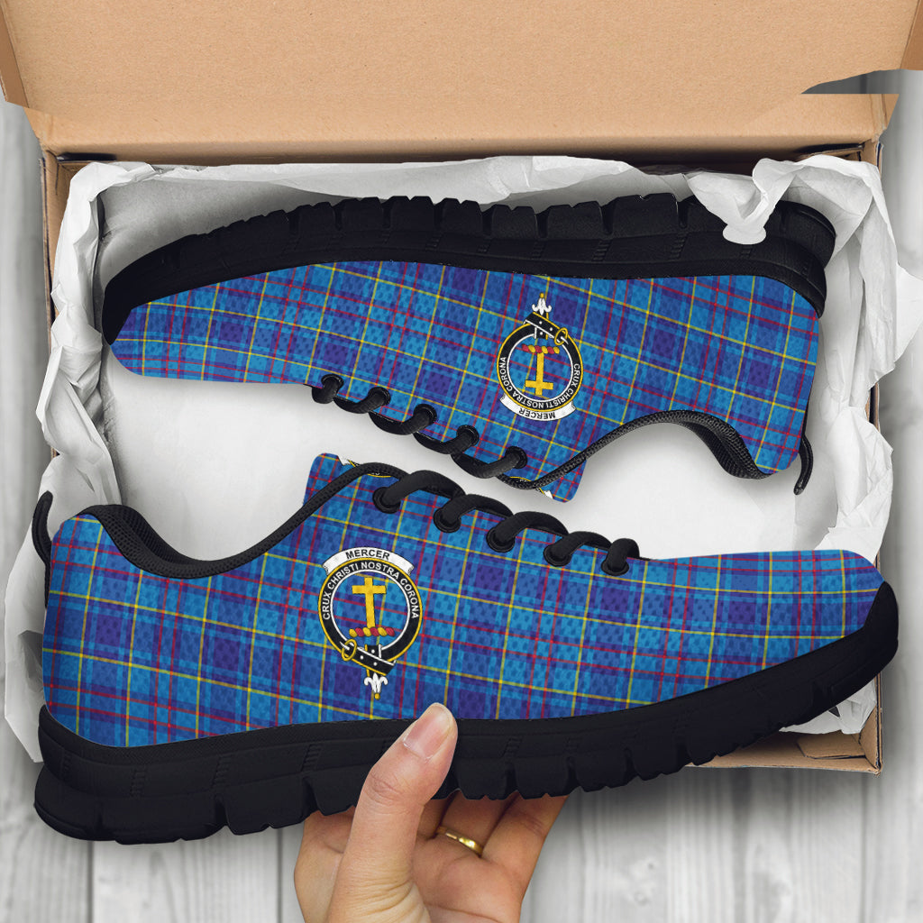 Mercer Tartan Sneakers with Family Crest - Tartan Vibes Clothing