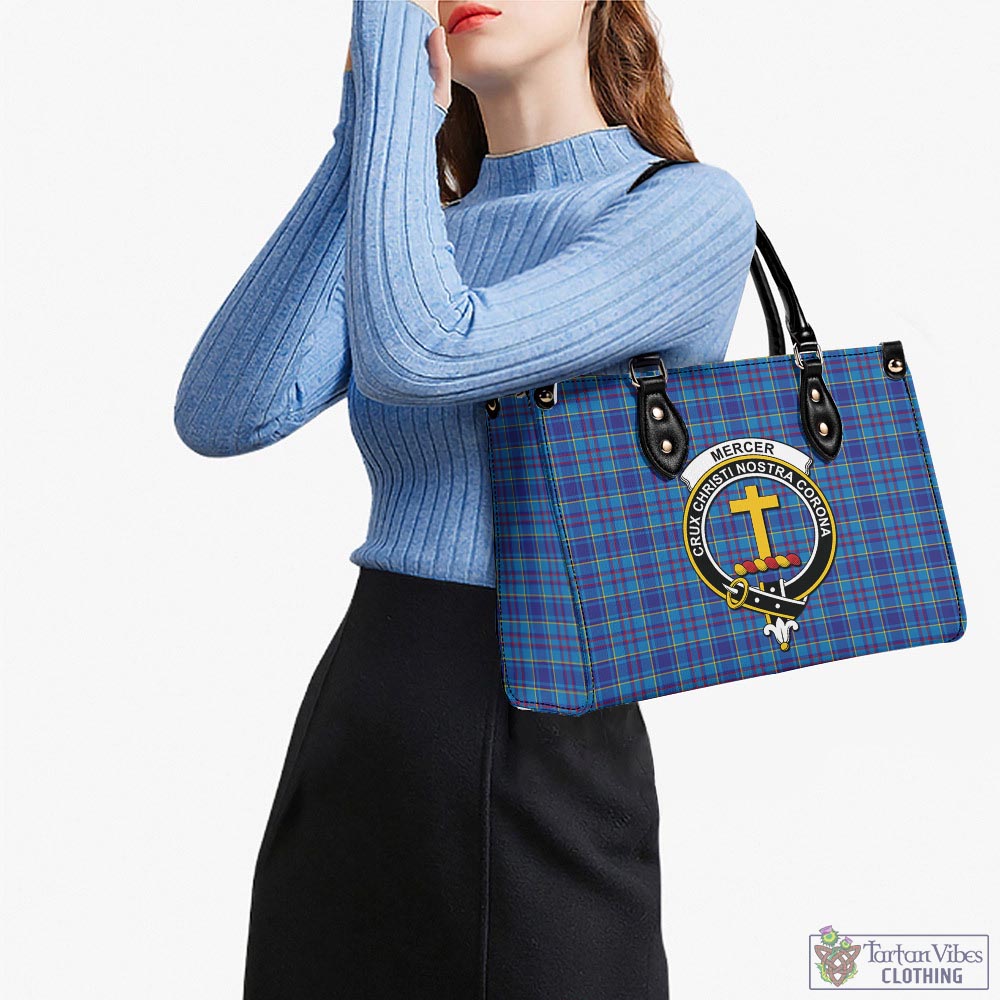 Tartan Vibes Clothing Mercer Modern Tartan Luxury Leather Handbags with Family Crest