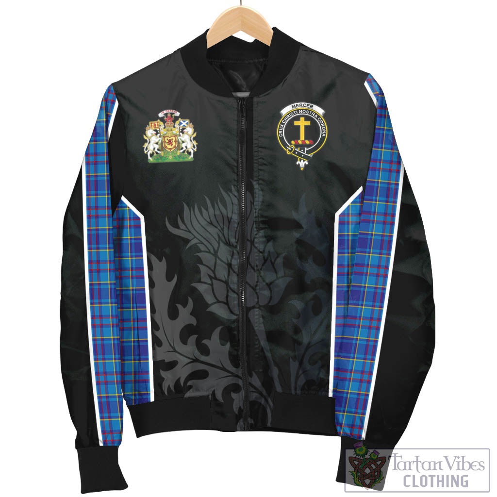 Tartan Vibes Clothing Mercer Modern Tartan Bomber Jacket with Family Crest and Scottish Thistle Vibes Sport Style