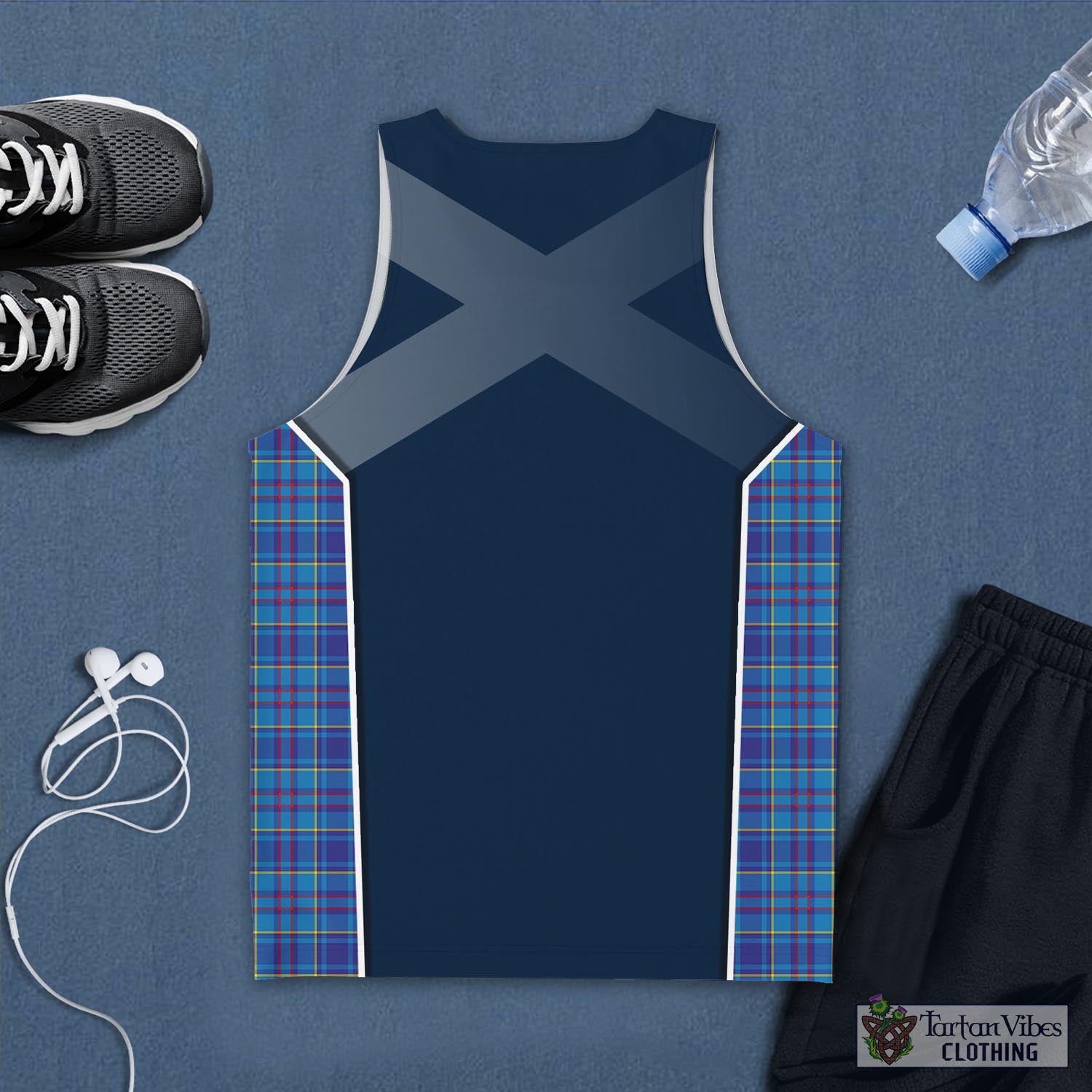 Tartan Vibes Clothing Mercer Modern Tartan Men's Tanks Top with Family Crest and Scottish Thistle Vibes Sport Style