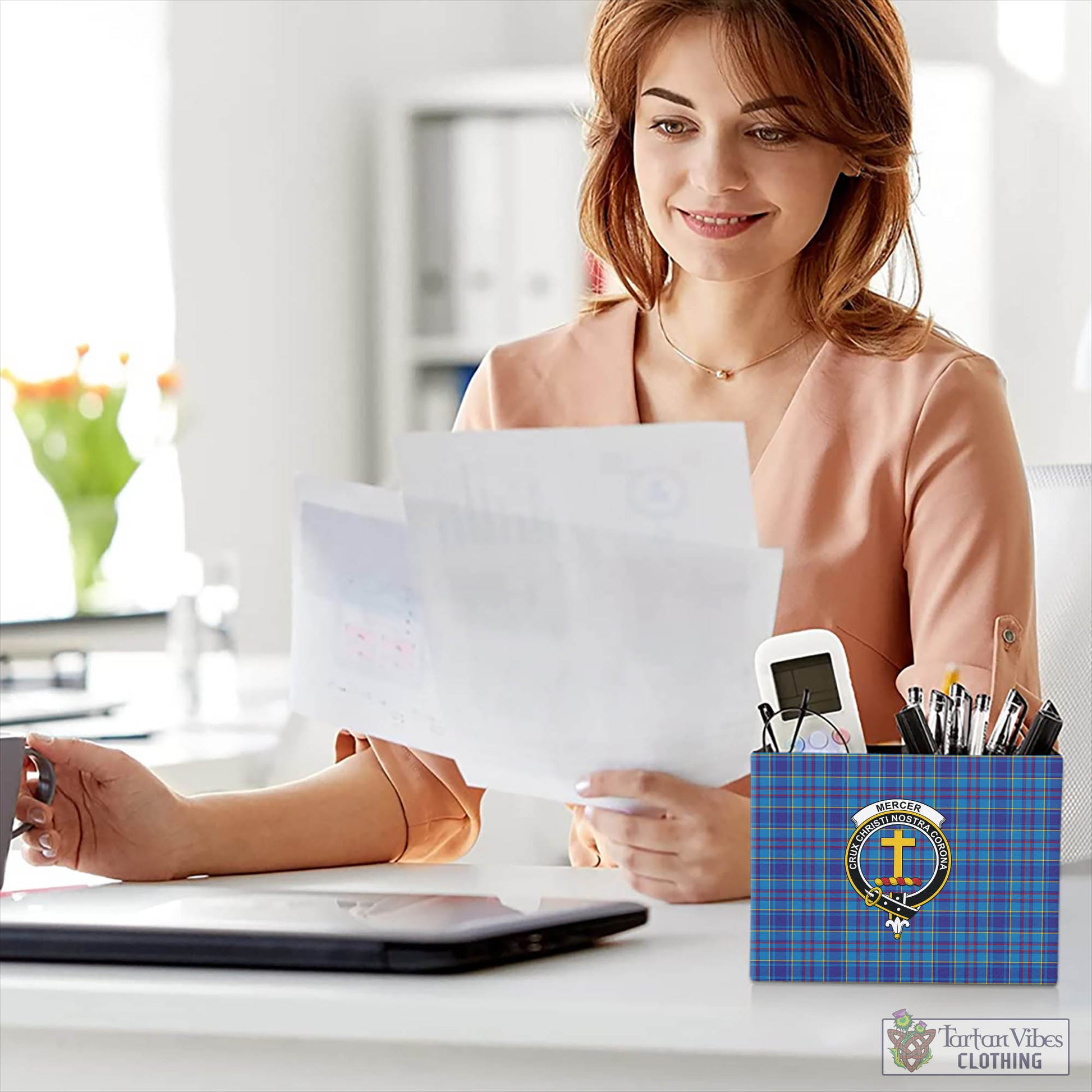 Tartan Vibes Clothing Mercer Modern Tartan Pen Holder with Family Crest