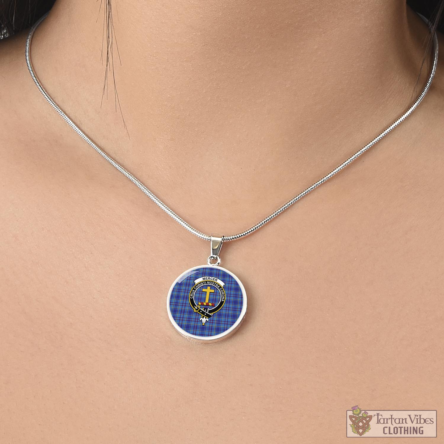 Tartan Vibes Clothing Mercer Modern Tartan Circle Necklace with Family Crest