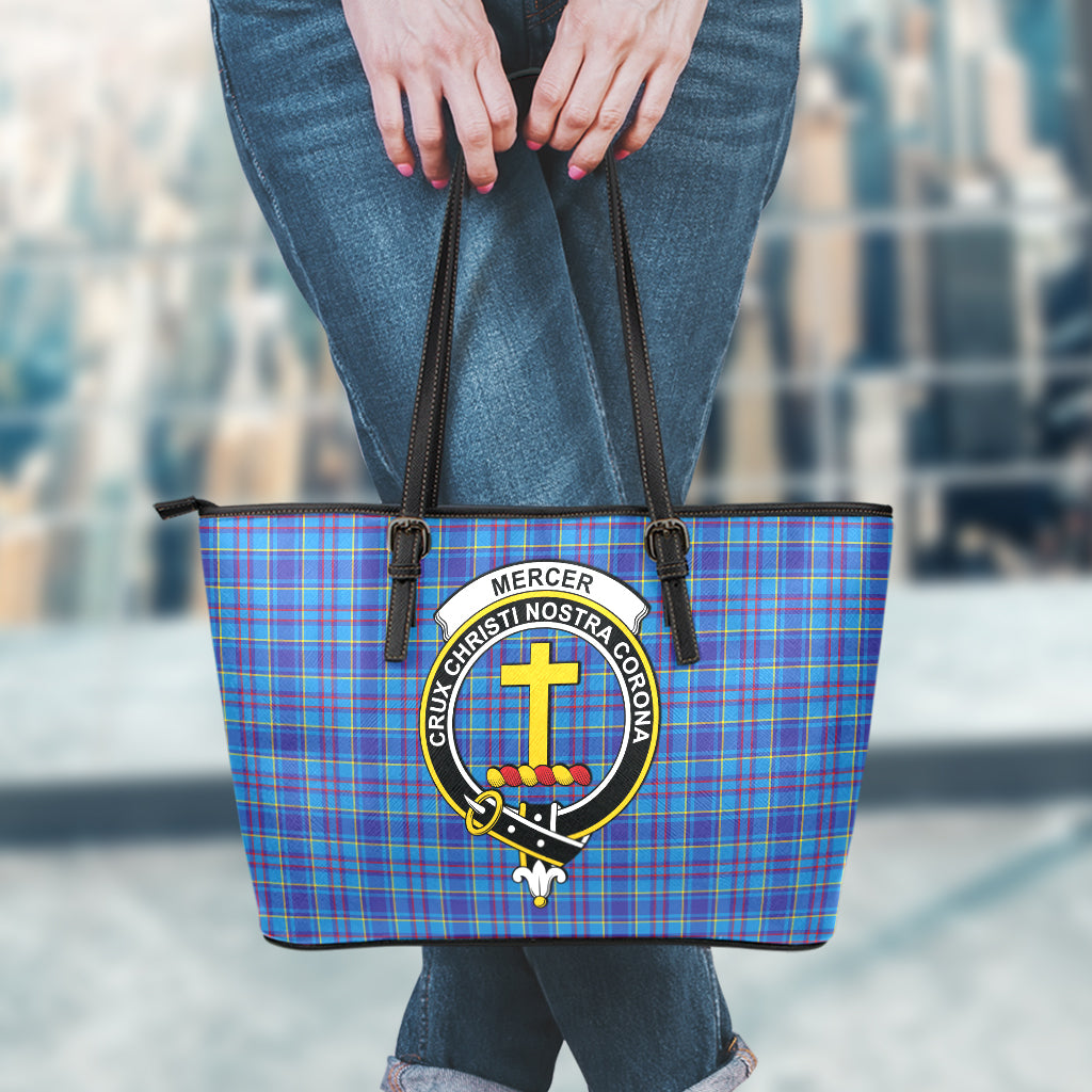 Mercer Tartan Leather Tote Bag with Family Crest - Tartan Vibes Clothing