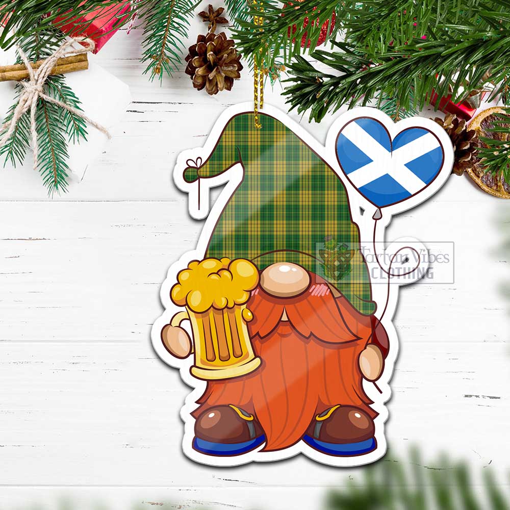 Tartan Vibes Clothing Meredith of Wales Tartan Gnome Holding Beer Glass Christmas Ornament with Personalized National Flag