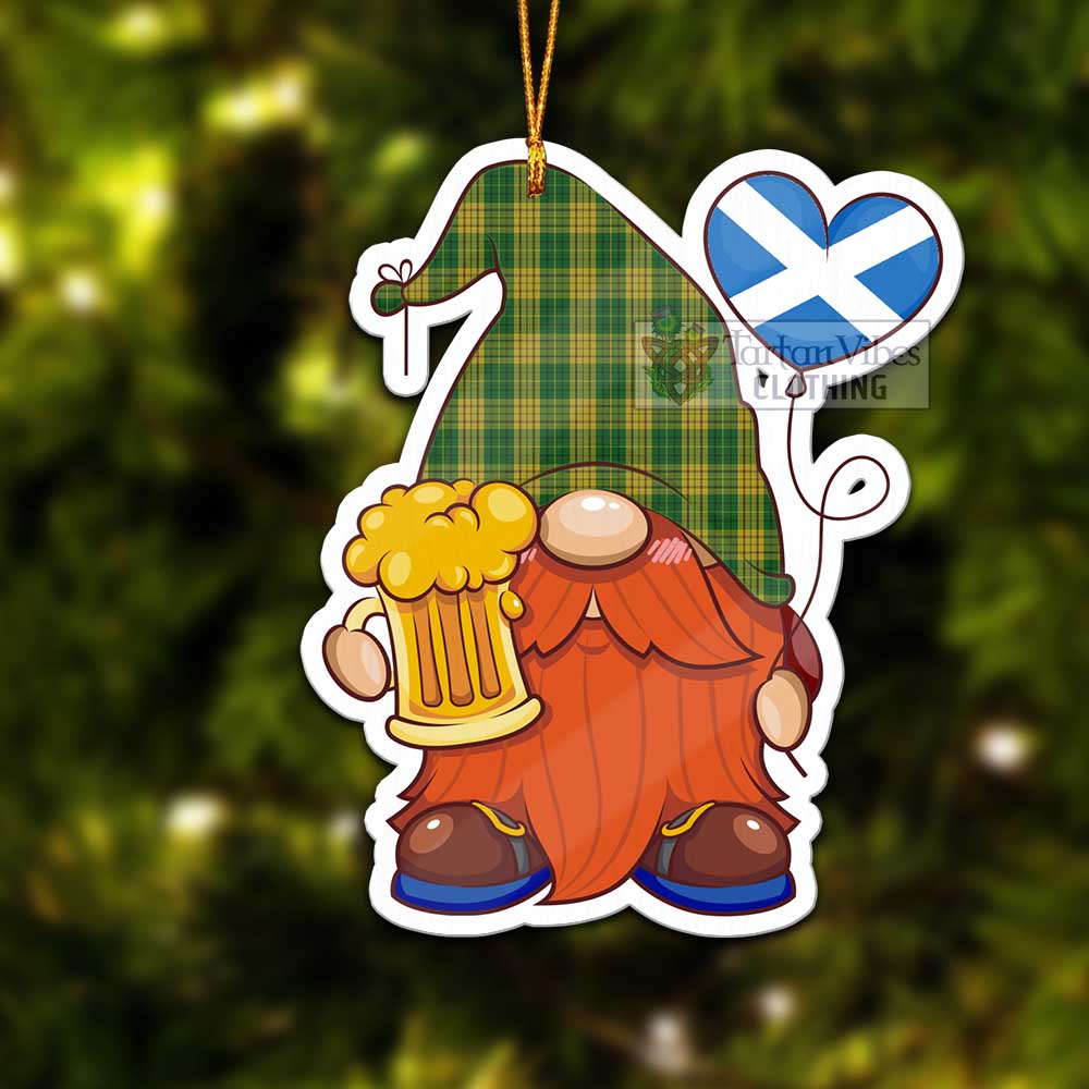 Tartan Vibes Clothing Meredith of Wales Tartan Gnome Holding Beer Glass Christmas Ornament with Personalized National Flag