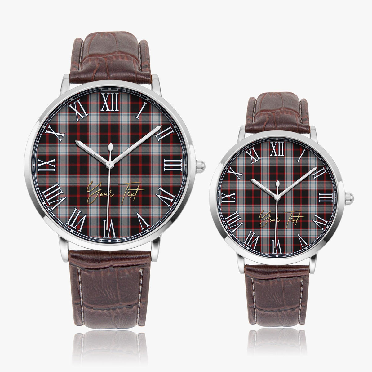 Merrilees Tartan Personalized Your Text Leather Trap Quartz Watch - Tartan Vibes Clothing