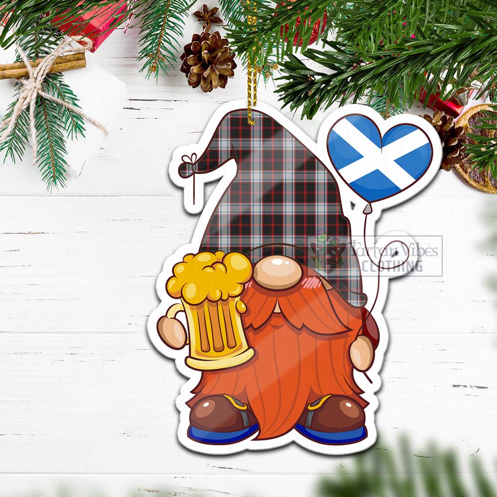 Tartan Vibes Clothing Merrilees Tartan Gnome Holding Beer Glass Christmas Ornament with Personalized National Flag