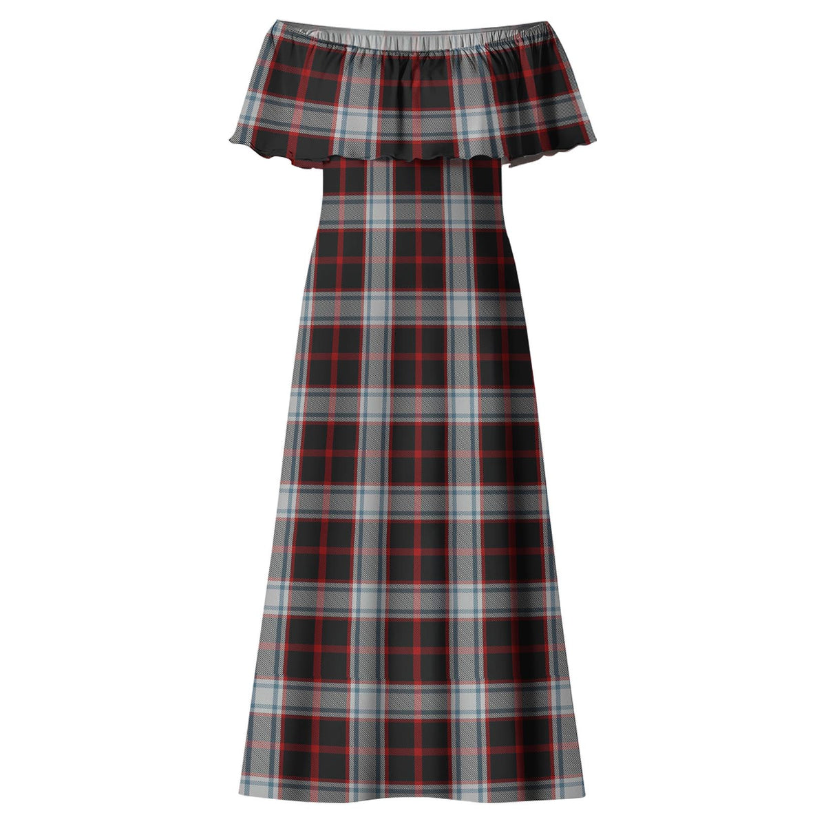 Merrilees Tartan Off Shoulder Long Dress - Tartan Vibes Clothing