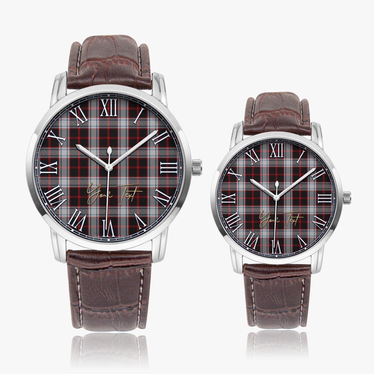 Merrilees Tartan Personalized Your Text Leather Trap Quartz Watch - Tartan Vibes Clothing