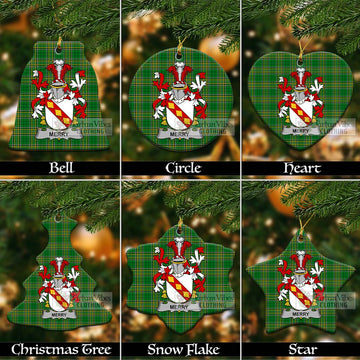 Merry Irish Clan Tartan Christmas Ceramic Ornament with Coat of Arms