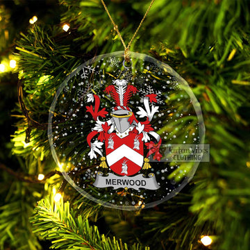 Merwood Irish Clan Christmas Glass Ornament with Coat of Arms