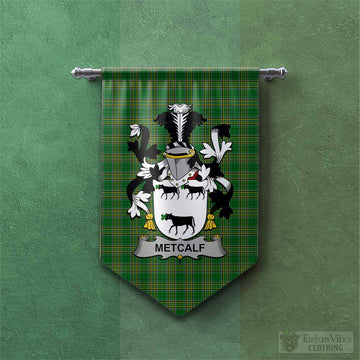 Metcalf Irish Clan Tartan Gonfalon, Tartan Banner with Coat of Arms Chevron - Tartan Vibes Clothing