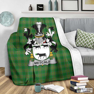 Metcalf Irish Clan Tartan Blanket with Coat of Arms - Tartan Vibes Clothing