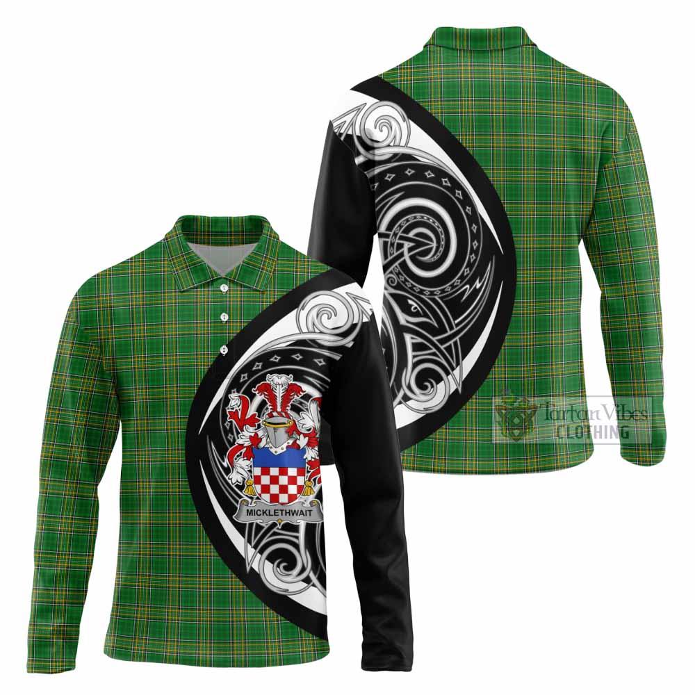 Micklethwait Irish Clan Long Sleeve Polo Shirt Celtic Circle Style - Tartan Vibes Clothing