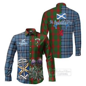 Middleton Tartan Long Sleeve Button Shirt Happy St. Andrew's Day Half Tartan Style