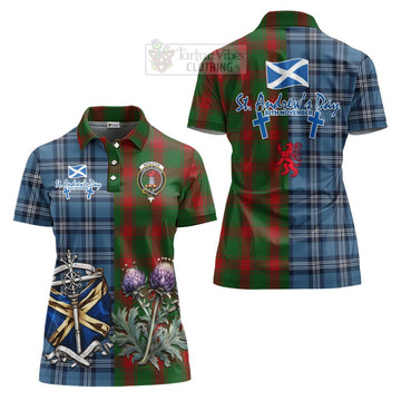 Middleton Tartan Women's Polo Shirt Happy St. Andrew's Day Half Tartan Style