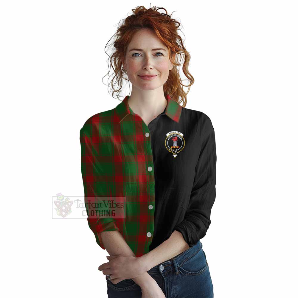 Tartan Vibes Clothing Middleton Tartan Women's Casual Shirt with Family Crest and Half Of Me Style