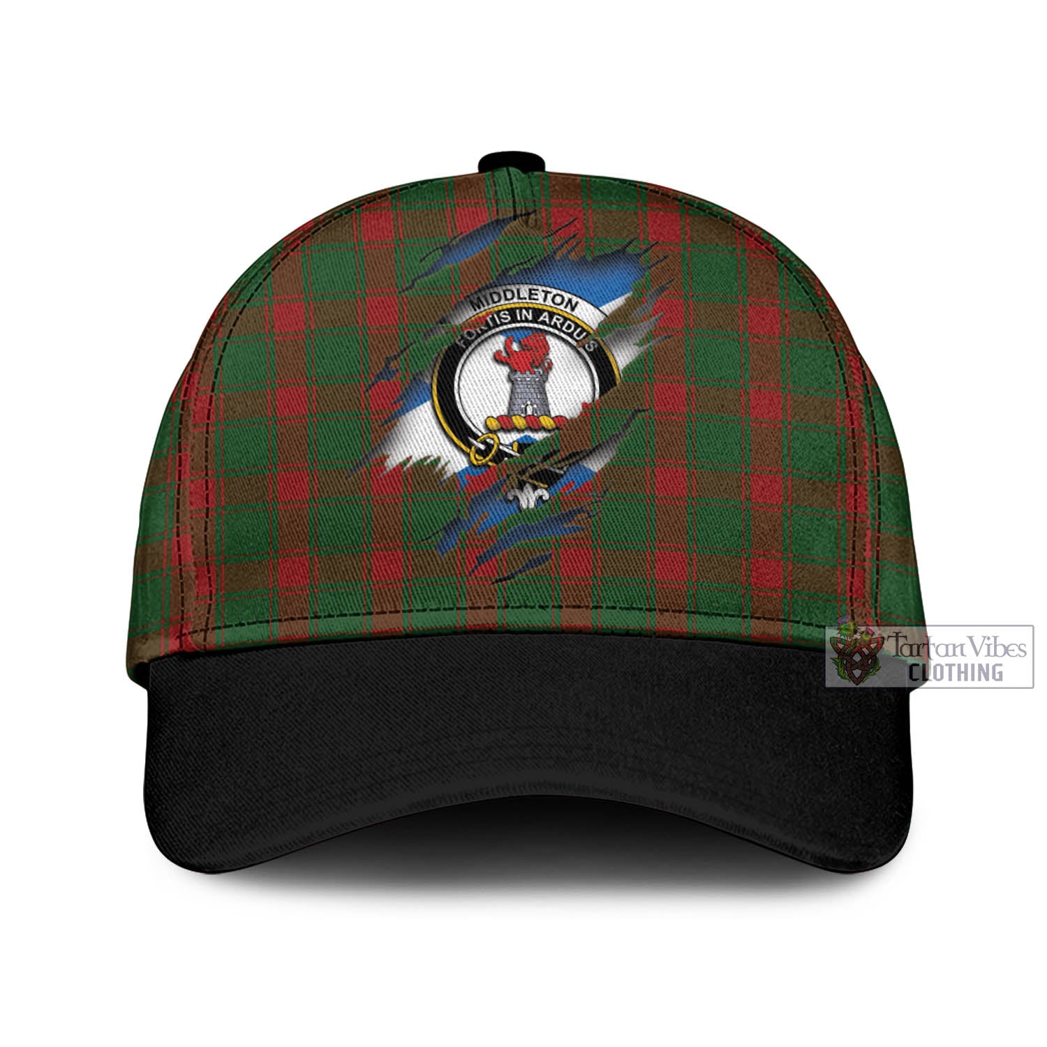 Tartan Vibes Clothing Middleton Tartan Classic Cap with Family Crest In Me Style