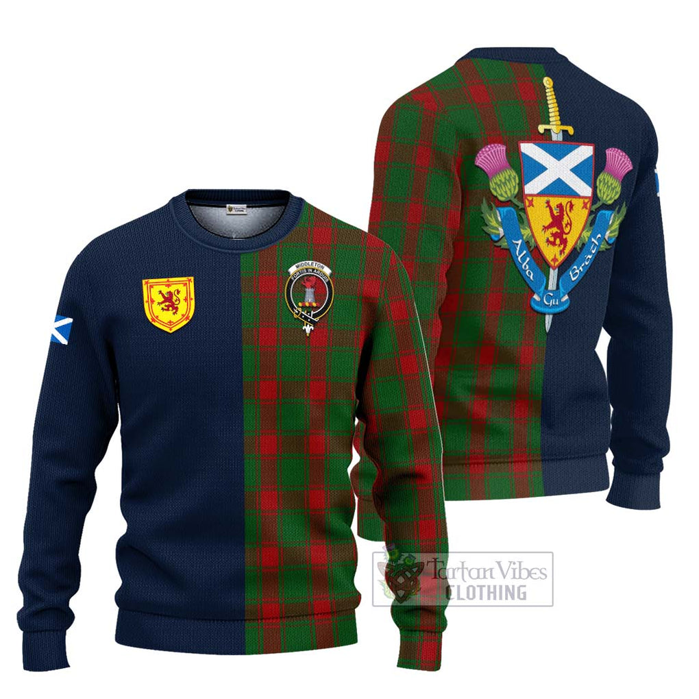 Tartan Vibes Clothing Middleton Tartan Knitted Sweater with Scottish Lion Royal Arm Half Style