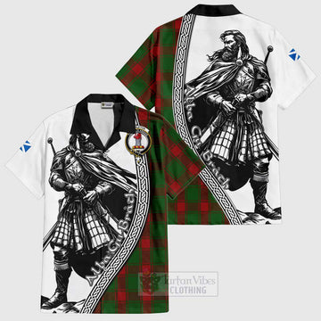 Middleton Tartan Clan Crest Short Sleeve Button Shirt with Highlander Warrior Celtic Style