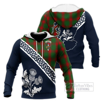 Middleton Tartan Knitted Hoodie Featuring Thistle and Scotland Map