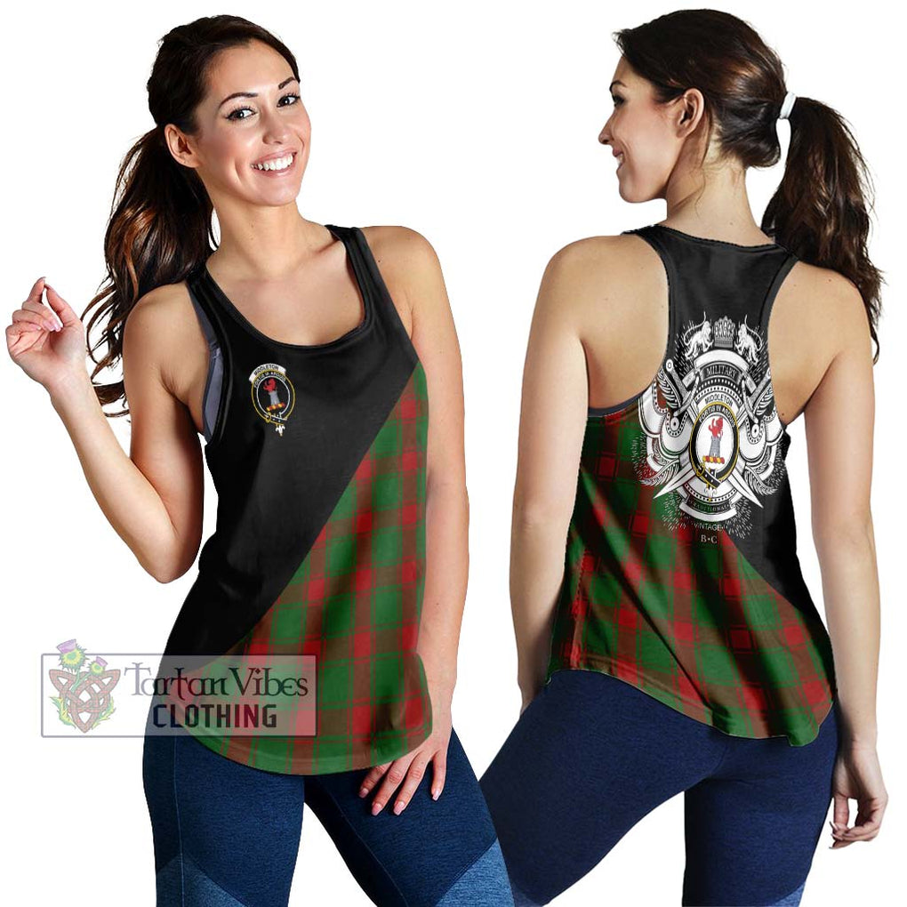 Middleton Tartan Women's Racerback Tanks with Family Crest and Military Logo Style 4XL - Tartanvibesclothing Shop