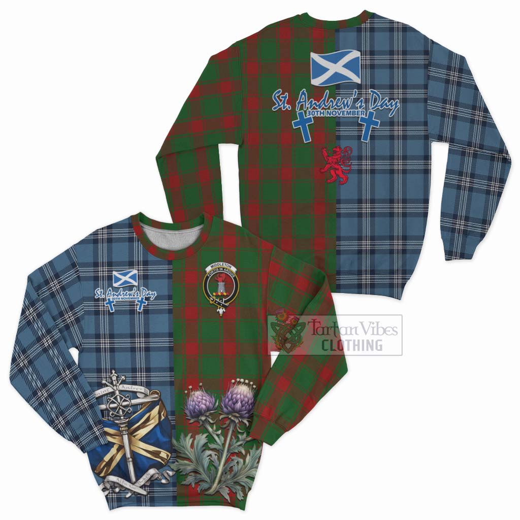 Tartan Vibes Clothing Middleton Tartan Sweatshirt Happy St. Andrew's Day Half Tartan Style