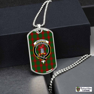 Middleton Tartan Dog Tag Necklace with Family Crest