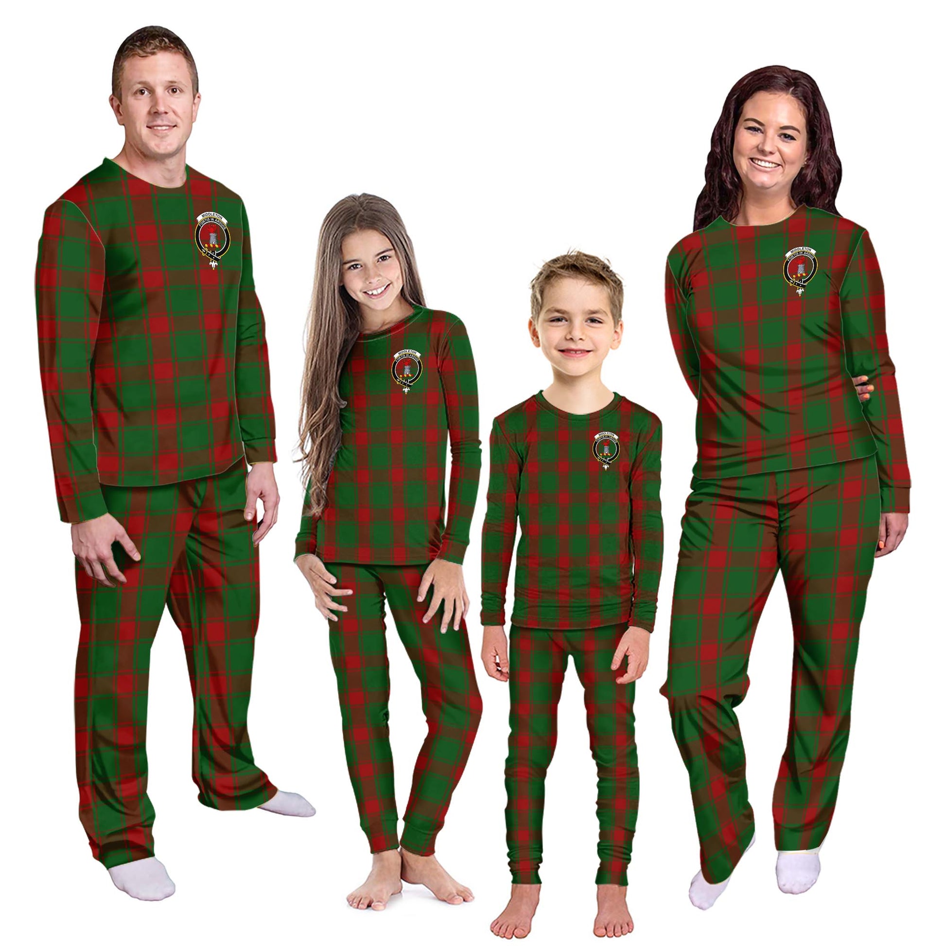 Middleton Tartan Pajamas Family Set with Family Crest - Tartanvibesclothing