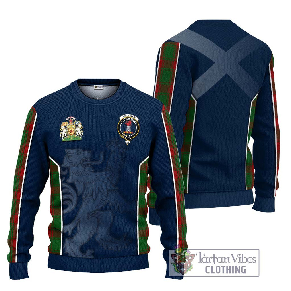 Middleton Tartan Knitted Sweater with Family Crest and Lion Rampant Vibes Sport Style Unisex - Tartan Vibes Clothing