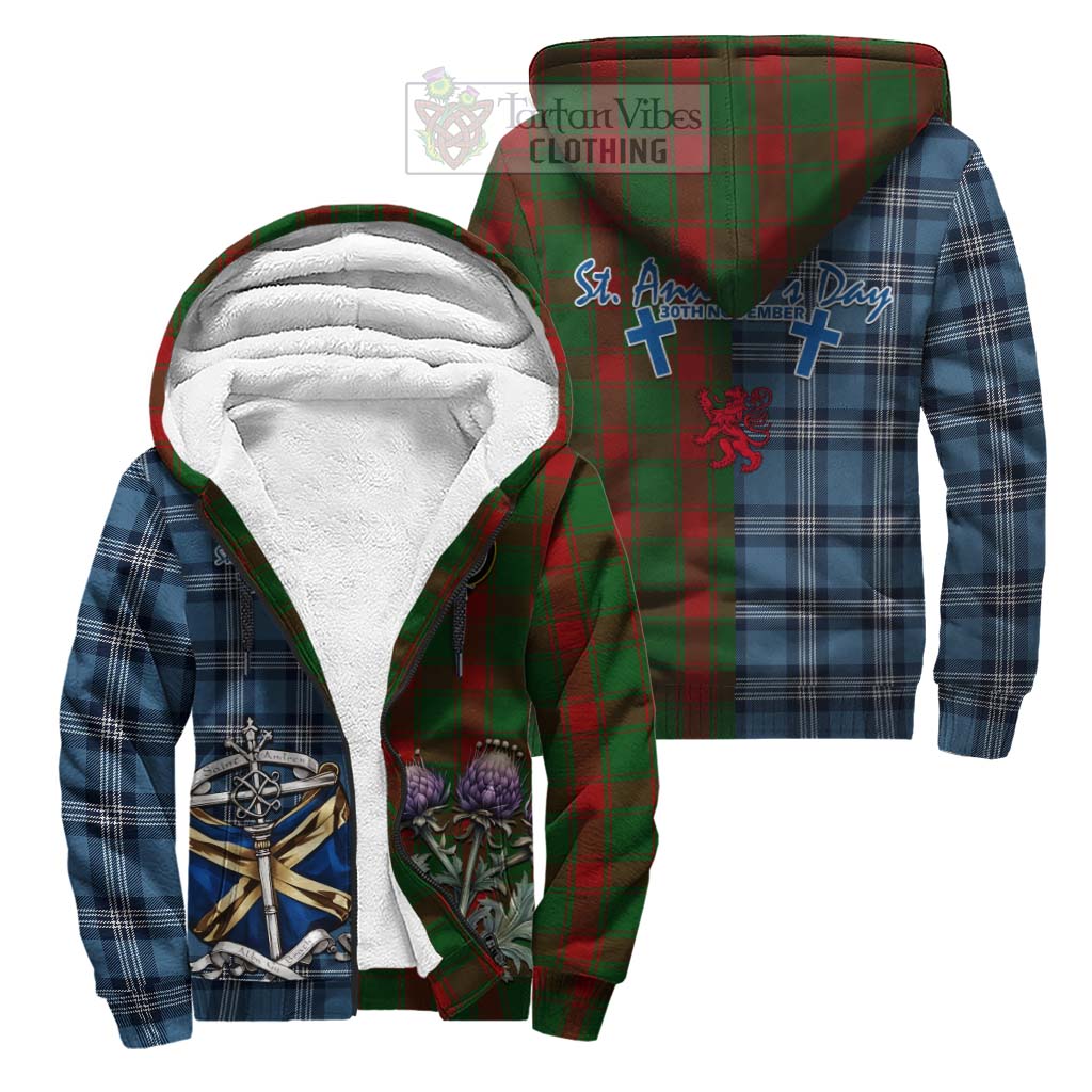 Tartan Vibes Clothing Middleton Tartan Sherpa Hoodie Happy St. Andrew's Day Half Tartan Style